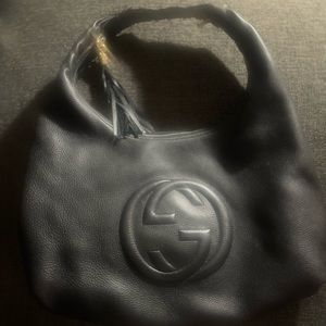 Authentic Black Gucci shoulder bag with tassel